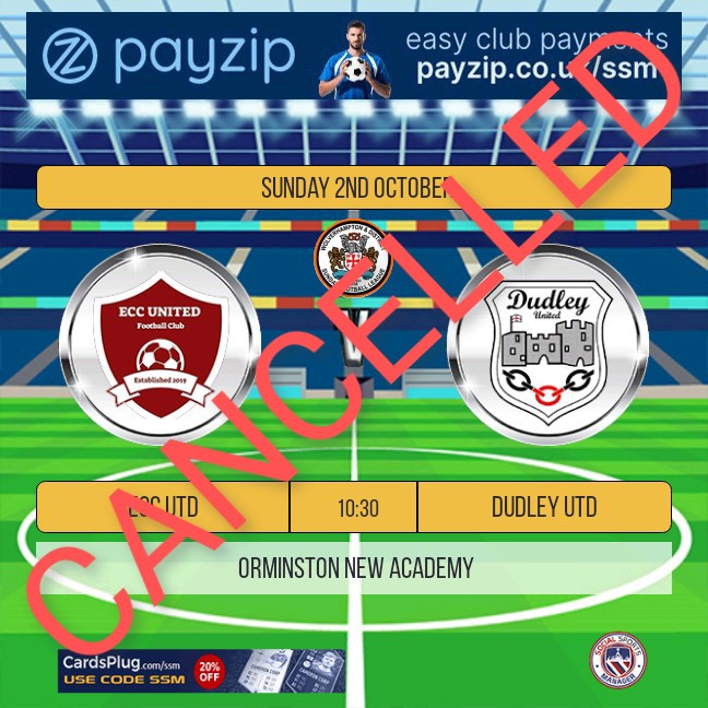fc_ecc's tweet photo. Due to Dudley United unable to field a squad, our games now off..... We hope they are able to carry on the season and is a one off 🤞 https://t.co/8CtgZB9ve4