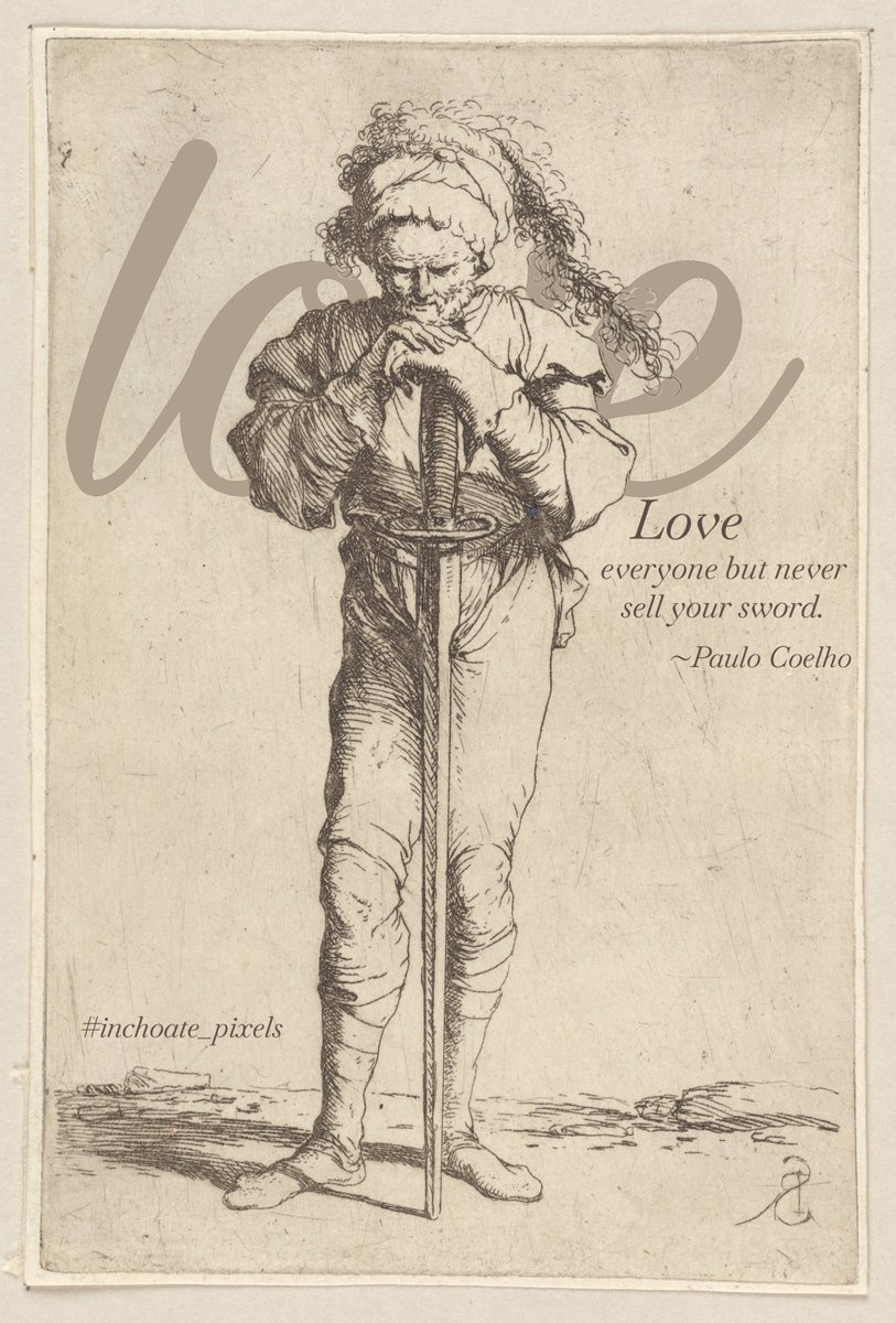 inchoate_pixels's tweet photo. Love everyone. But never sell your sword.
~Paulo Coelho

Artwork: Soldier Holding A Long Sword With Both Hands
Artist: Salvator Rosa

#inchoate_pixels https://t.co/lnB3yxEWGh