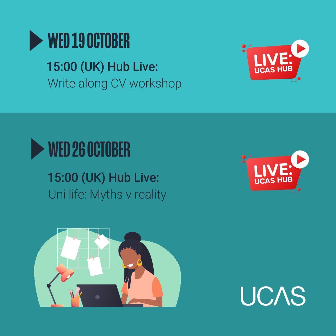 What's going on this October that you need to know about?✍️
📌 Save this post so you have all your key dates and deadlines in one place!

Find more application advice and catch up on our latest Hub Lives, on the UCAS Hub: ucas.com/bepartofit