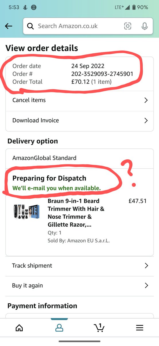 tim3_seven's tweet photo. Hi @AmazonUK 

Where's my order (ordered on September 24th)? The item is in stock and why is this item not yet shipped?. I have contacted customer service but they are useless, they failed to help me. https://t.co/QMGq8TfKxE