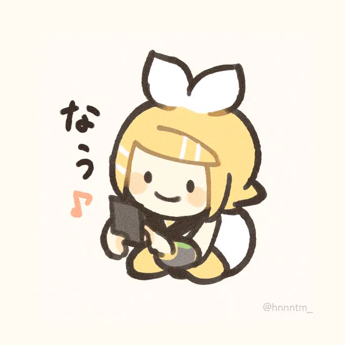 「○○なう」なリンレンカイトさん#リプ来た言葉でKAITOのスタンプ描く #リプ来た言葉で鏡音のスタンプ描く 