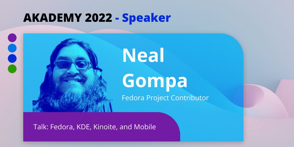 akademy's tweet photo. .@Det_Conan_Kudo is talking about Fedora, KDE, Kinoite, and Mobile in our next session at #Akademy2022.

Complete program: https://t.co/K1yRTsT8Hw

Register and join online: https://t.co/qLISRDjd1s https://t.co/m2TK5ctY1j