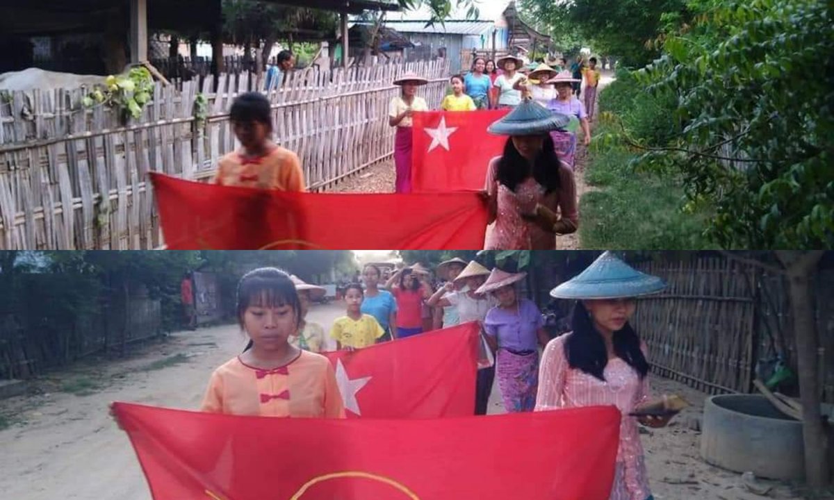 Anti-coup revolutionary strike in a village from Sagaing's Yinmabin township.

Photo: CJ

#2022Oct2Coup #WarCrimesOfJunta #WhatsHappeningInMyanmar