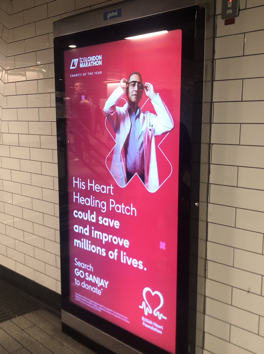 suzerella's tweet photo. So exciting to see the @TheBHF #GoSanjay appeal on #londonmarathon day! Can’t wait to get cheering 🙌 https://t.co/N0RP9wLN5Y