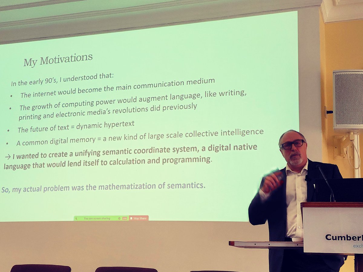 Very inspiring talk by philosopher <a href="/plevy/">Pierre Levy 🌻💔</a> at #IJCLR22. #AI is continuously enriched by other fields !
#ArtificialIntelligence #Machinelearning
