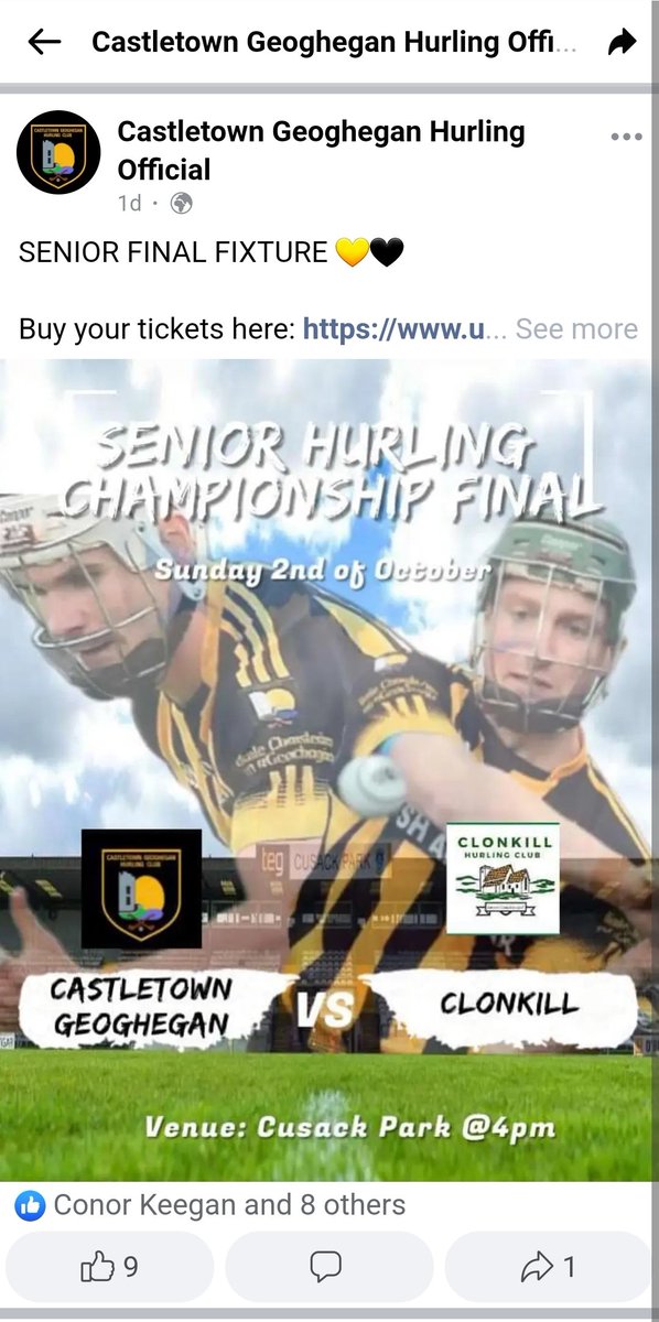 CTGHurling's tweet photo. BEST OF LUCK TO BOTH OUR MINOR AND SENIORS TDAY ..A GREAT DAY FOR THE CLUB https://t.co/pc6UZLFKya