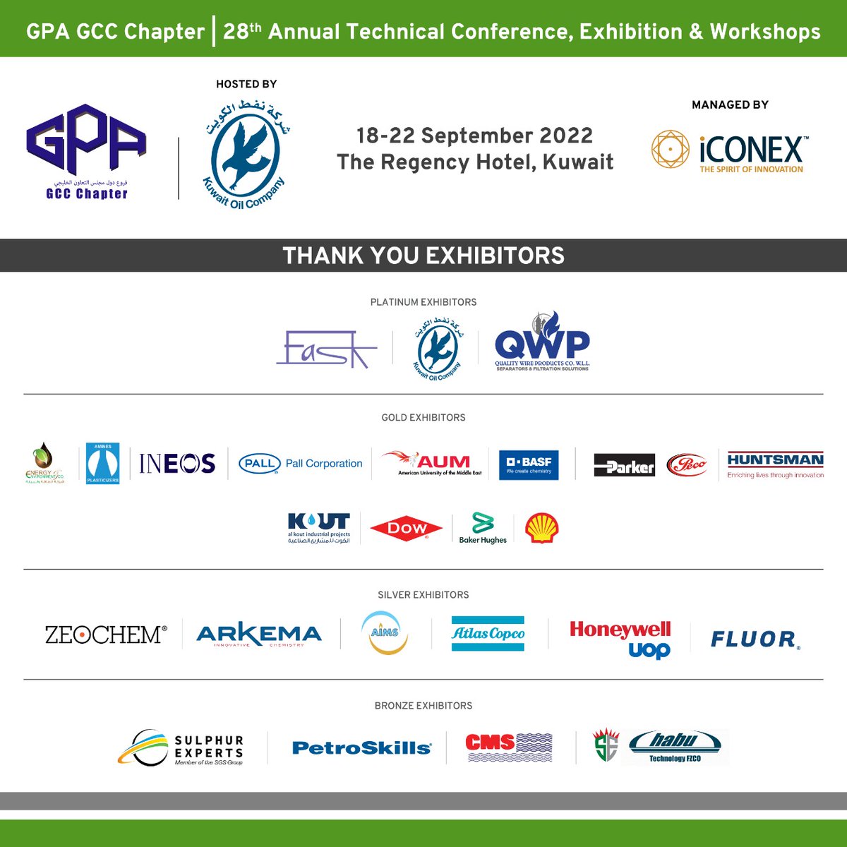 gpa_gcc_chapter's tweet photo. #GPAGCCChapter would like to thank all our exhibitors whose support and partnership have contributed to the grand success of GPA GCC Chapter
#oilgas #gpagccchapter #gcc #energy #carbon #gas #naturalgas #response #readiness #iconex #iconexglobal #thankyou #naturalgas https://t.co/cXVuk8tBKk