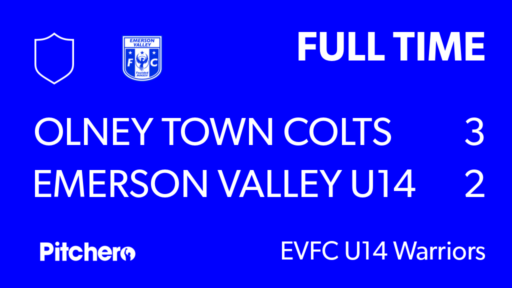 FULL TIME: Olney Town Colts U14 Rockets 3 - 2 Emerson Valley U14 Warriors
#OLNEME #Pitchero
emersonvalleyfc.org/teams/249116/m…
