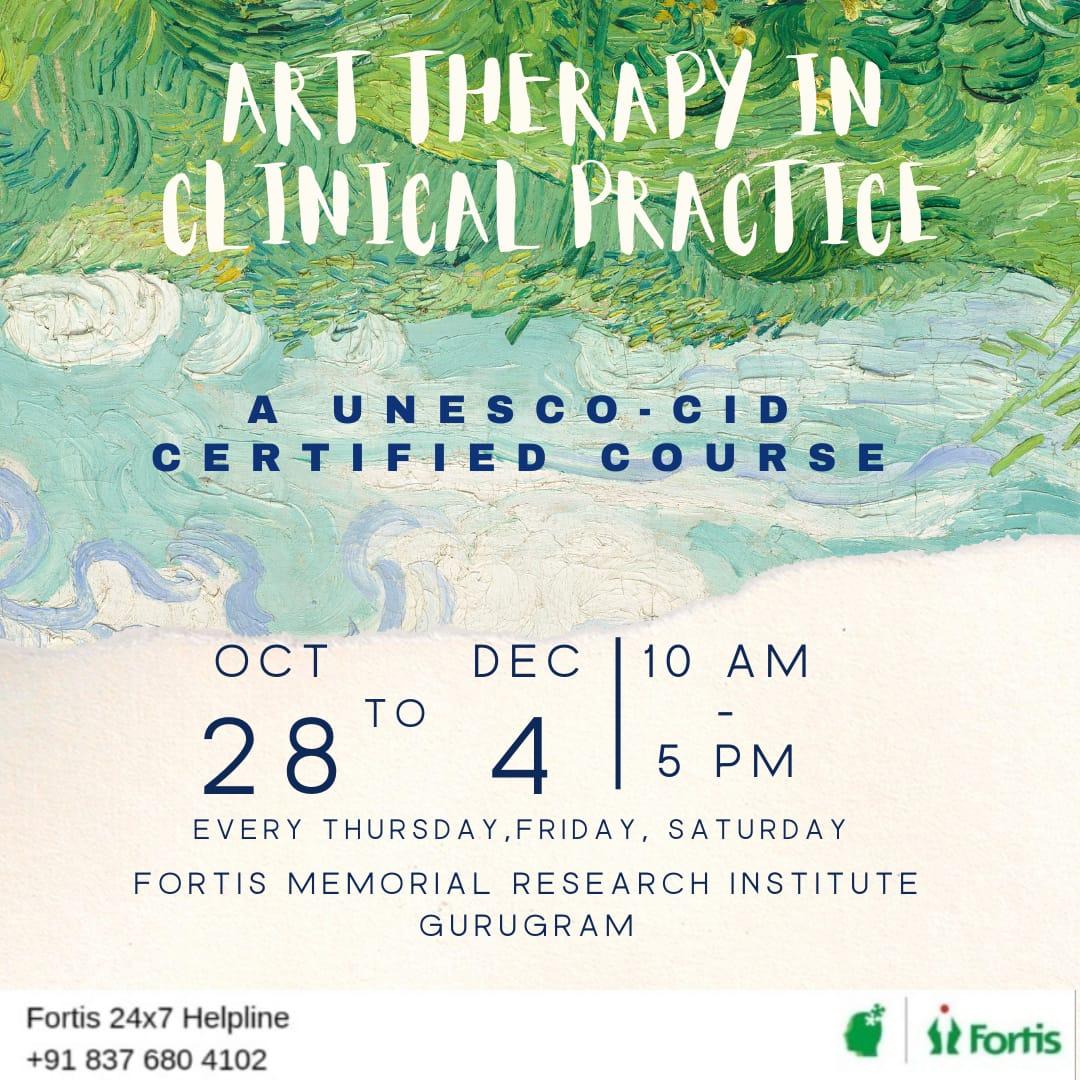 fortis_mhbs's tweet photo. Our #Art Therapy in #Clinical Practice #course from 28th Oct - 4th Dec! An intensive experiential-theorerical course exploring art therapy from assessment to treatment @UNESCO &amp; CID #certified with @AditiKaul1 
#mindspace https://t.co/tvrE9tRMn2