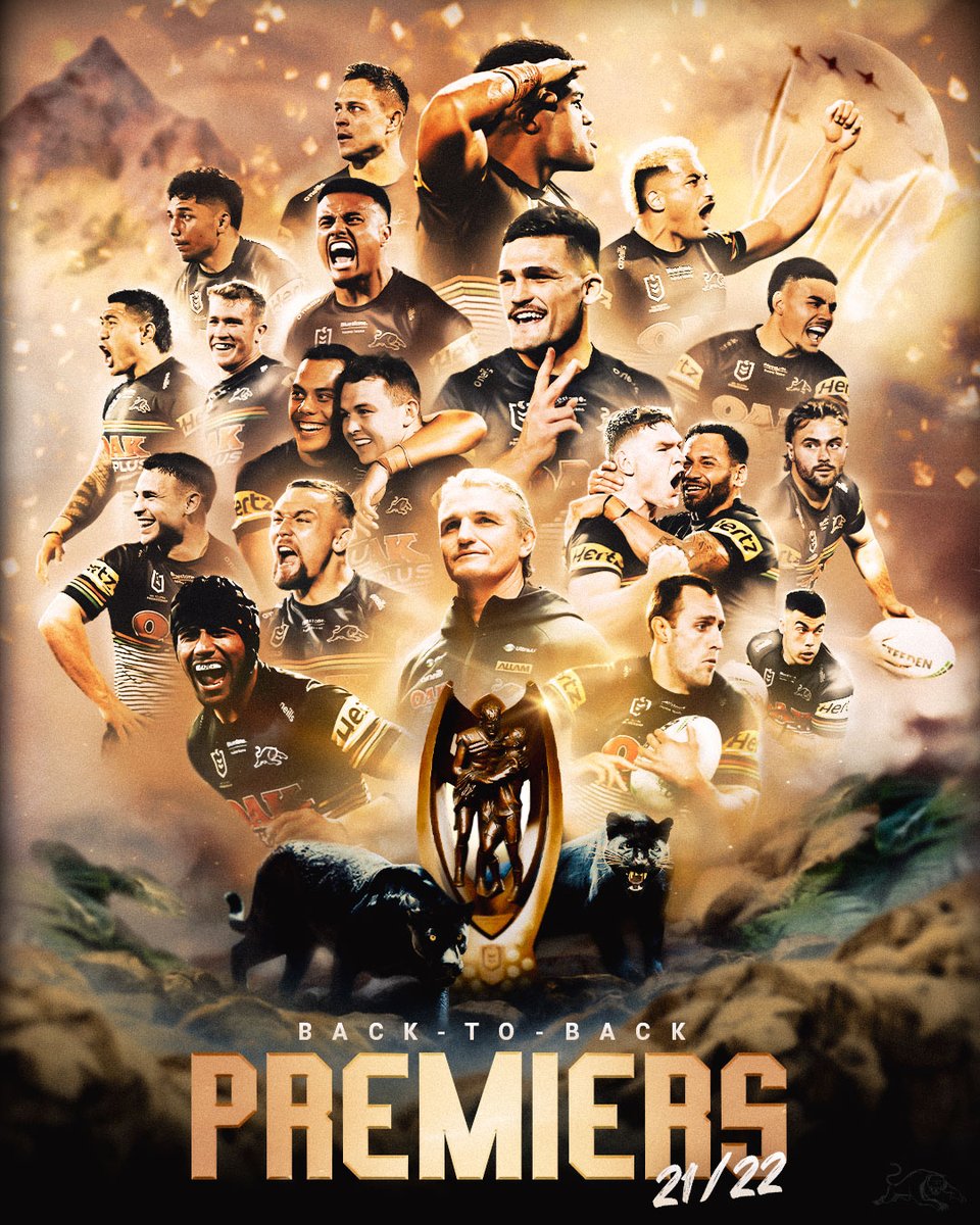 BACK-TO-BACK. The Panthers are your 2022 NRL Premiers 🖤❤️💛💚

#pantherpride #NRLGF
