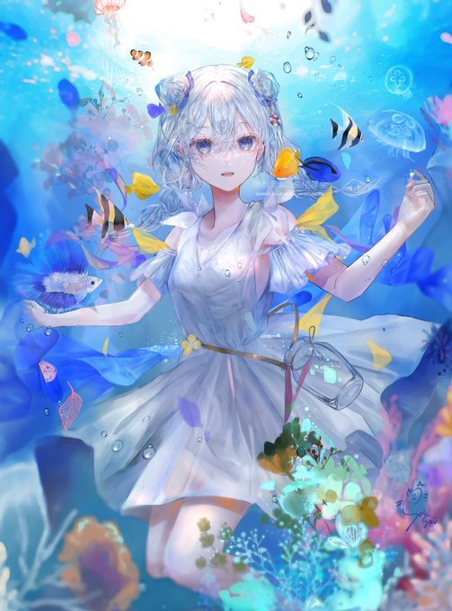 「jellyfish white dress」 illustration images(Latest)