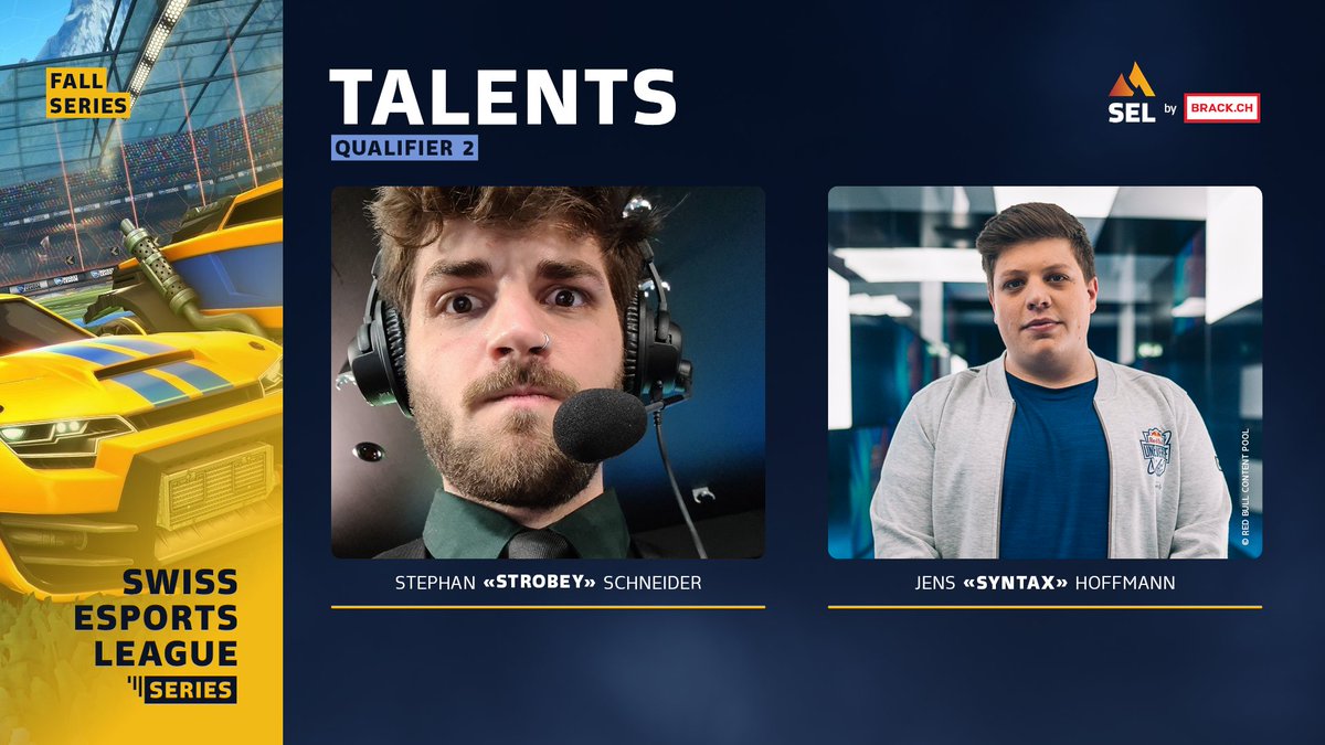 The second #RocketLeague Fall Series Qualifier starts in a few minutes 🤩

Be there LIVE on our stream 🍿

🎙️<a href="/SyntaxCH/">Jens</a>
🎙️<a href="/StrobeyRL/">stibe</a>

📺 twitch.tv/swissesportsle…
🕐 13:00 CEST

#SELbyBrack <a href="/brack/">BRACK.CH</a>