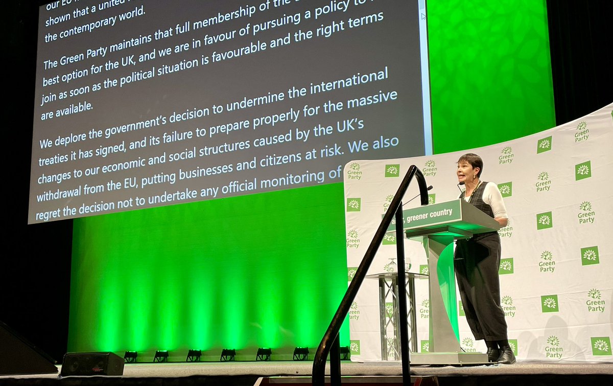 “@TheGreenParty maintains that full membership of the #EU remains the best option for the UK…”

@CarolineLucas proposes our Party‘s enduring recognition of our country’s social, environmental and economic #CommonGood

#GPC22