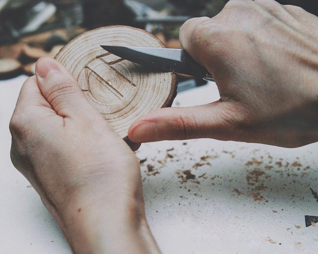 Certain is that which is sought from runes,
That the gods so great have made,
And the Master-Poet painted;
Silence is safest and best.
The High One's Words
{wood, wooden, craft, carving, witchery, knife, hands, runic}