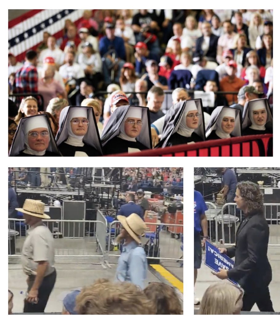 jerirobinrance's tweet photo. Nuns and The Amish are showing up at the Trump Rallies.
Does this mean it’s a cold day in Hell? #LetsGoBrandon #colddayinhell #TrumpistheBoss https://t.co/qmMCBNAXi2