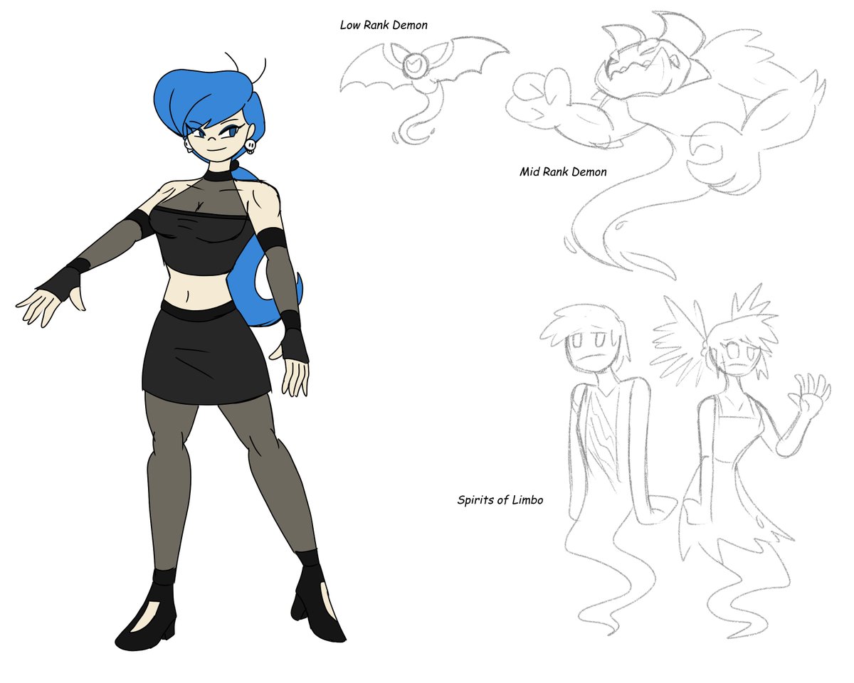 Here's another rough work I did for Umbra while I was recovering a while back. Since it's Oct. now I thought it would be perfect. A full body image of her, plus a few rough examples of some spirits and demons she has at her command.