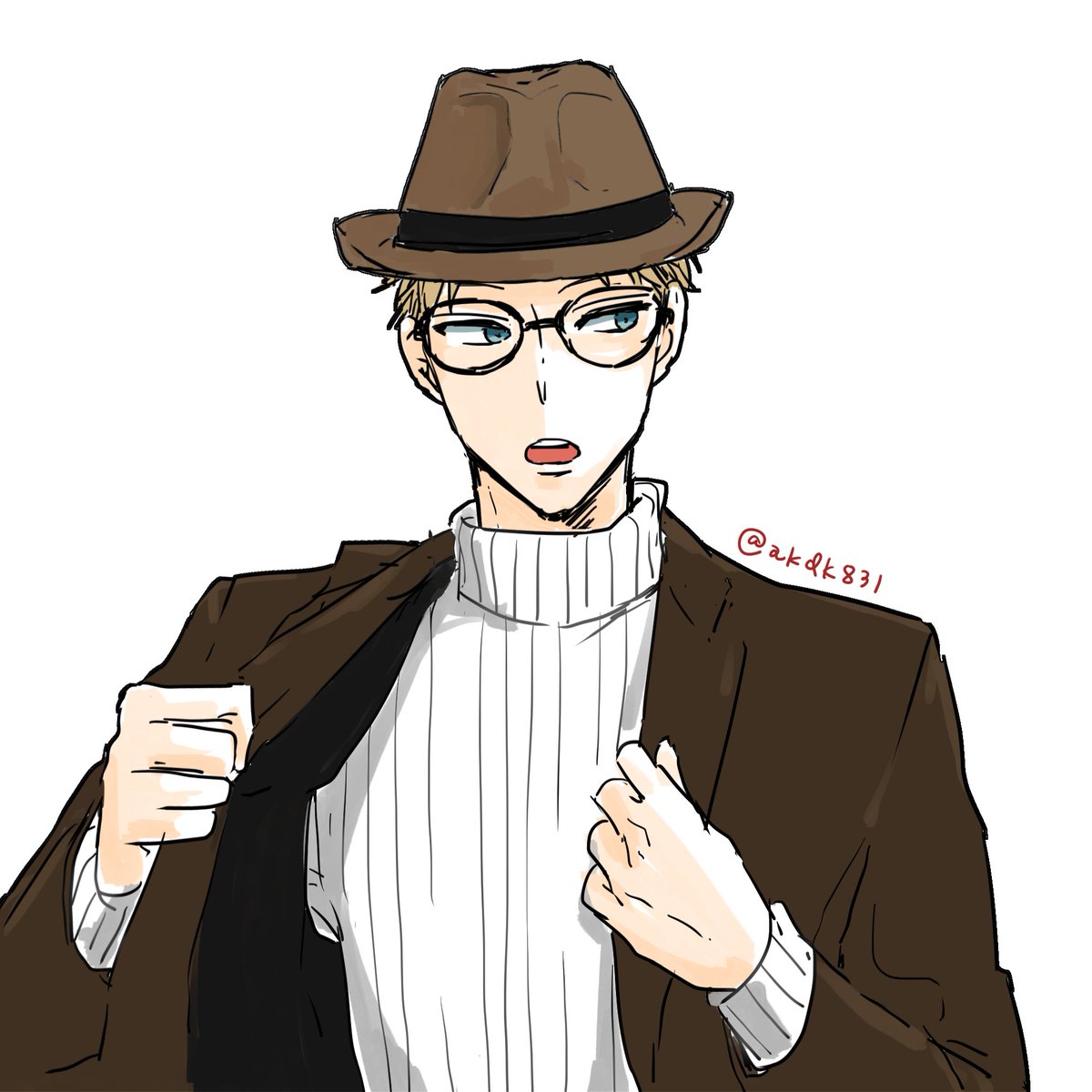twilight (spy x family) 1boy male focus solo blonde hair glasses hat sweater  illustration images