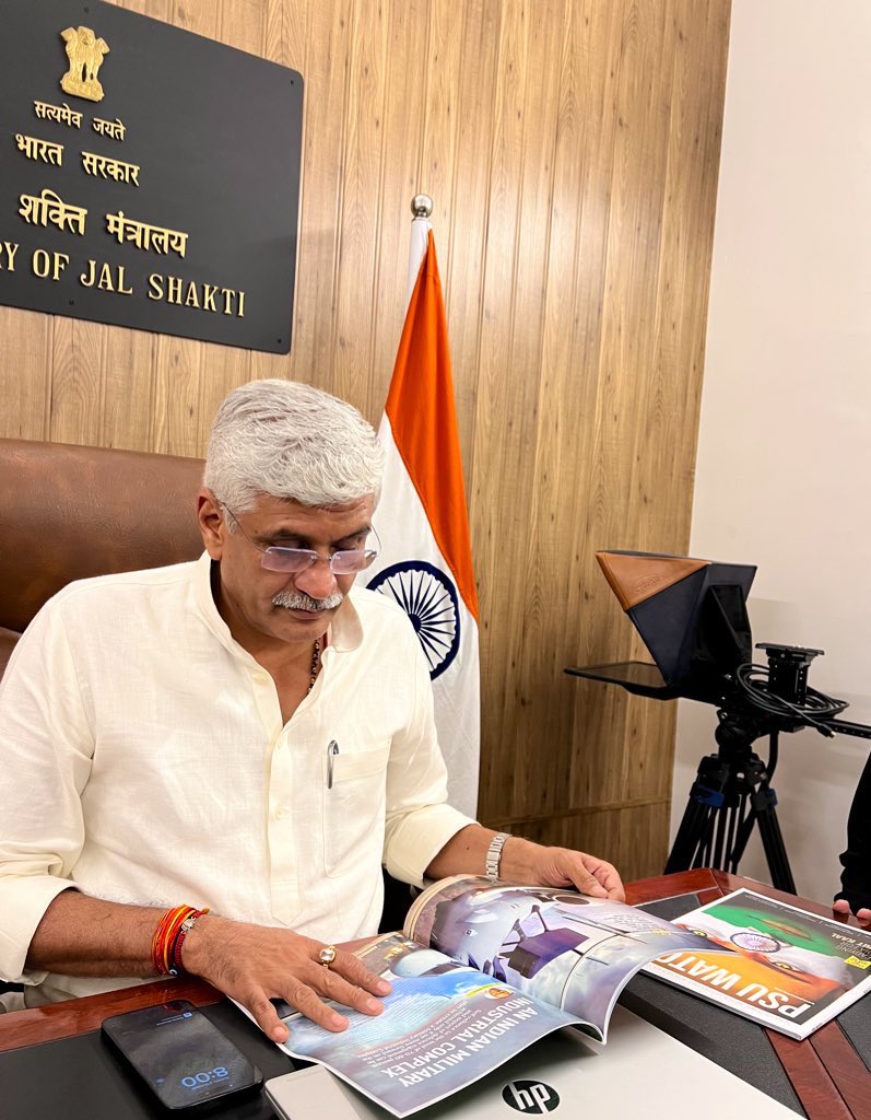 PsuWatch's tweet photo. The annual issue of #PSUWatch unveiled by Union Minister for Jal Shakti Shri Gajendra Singh Shekhawat on #GandhiJayanti .
The issue contains scholarly articles written by best minds in the country illustrating India at 100.
#IndiaAt100 #IndiaAt2047 #GandhiJayanti2022 https://t.co/sdDMzfORki