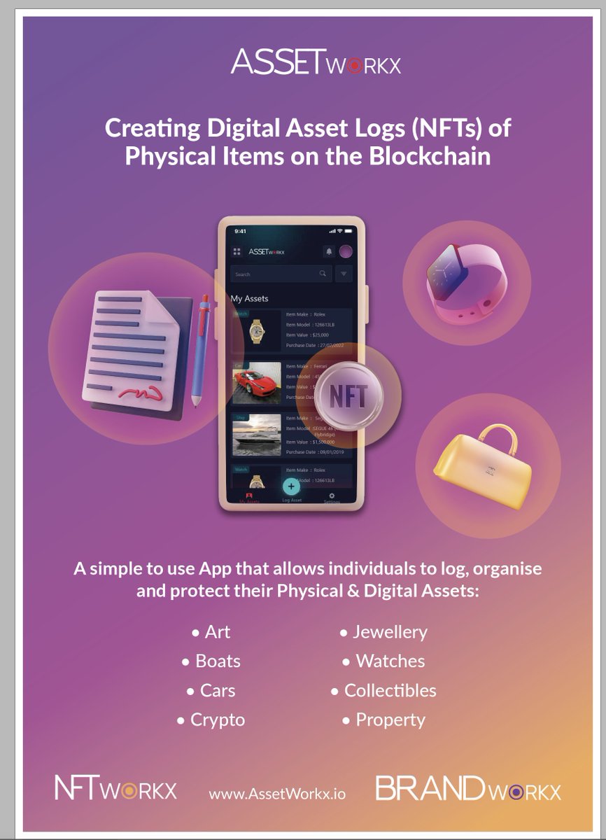 Assetworkx is an app that allows you to log your physical and Digital assets 🙌

Powered by our future native token: the #WRKX token. You will be able to earn free tokens on the app by logging assets and referring friends 💪

#NFTs #App #WRKX #Crypto