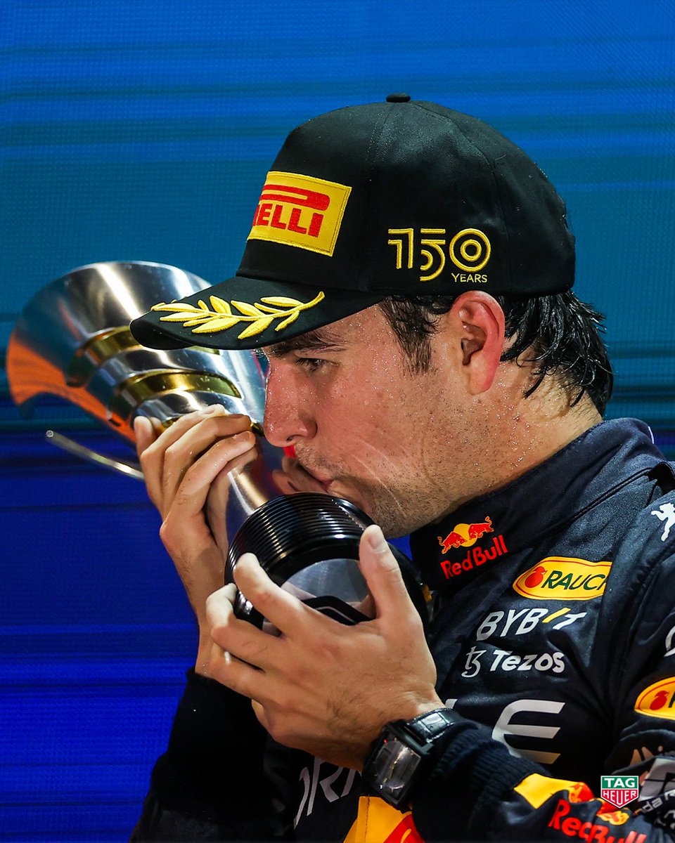 TAGHeuer's tweet photo. He did it again !
Congrats @SChecoPerez for your P1, you really mastered this physical challenge in Singapore! @redbullracing #ChargeOn https://t.co/67q0E3Ep13