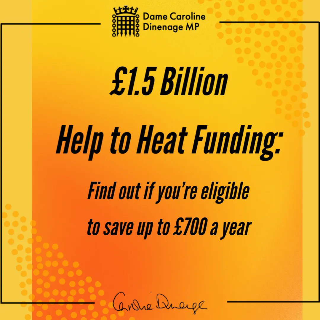 cj_dinenage's tweet photo. 📢 £1.5 billion has been made available through the #HelpToHeat fund.

130,000 low-income households are eligible for energy efficiency upgrades through this government funded scheme. This will save up to £700 a year.

👉https://t.co/V4Y6IWRcDB

@beisgovuk https://t.co/QLiqySImiA