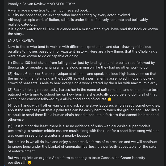 veravelai's tweet photo. Wrote a little something for the ridiculous parallels drawn based on Ponniyin Selvan as a movie.. :) https://t.co/0kC640Cy1b