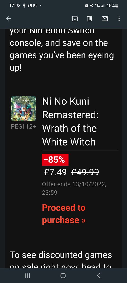 pinkmoocow's tweet photo. @NintendoEurope 

Can you please confirm if this is a scam email?
It came from nintendo@mail.nintendo-europe.com
I have attached a picture of the body of the email showing a discount that is not currently available? https://t.co/GpjpMjmiTM