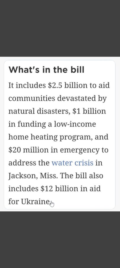 <a href="/zadok50/">Palm Sunday</a> <a href="/TristanSnell/">Tristan Snell</a> <a href="/Firstmate1060/">Firstmate1060 ~TMC (SW/AW)⚓️🌊🌊🌊🌊</a> Probably because both of them would rather support America than MORE money to Ukraine.
$9.5 Billion MORE for the continuing Money Laundering Scheme for Zelensky than for Americans.
So you may wanna try that "tell the people the truth" thingy on for size yourself?