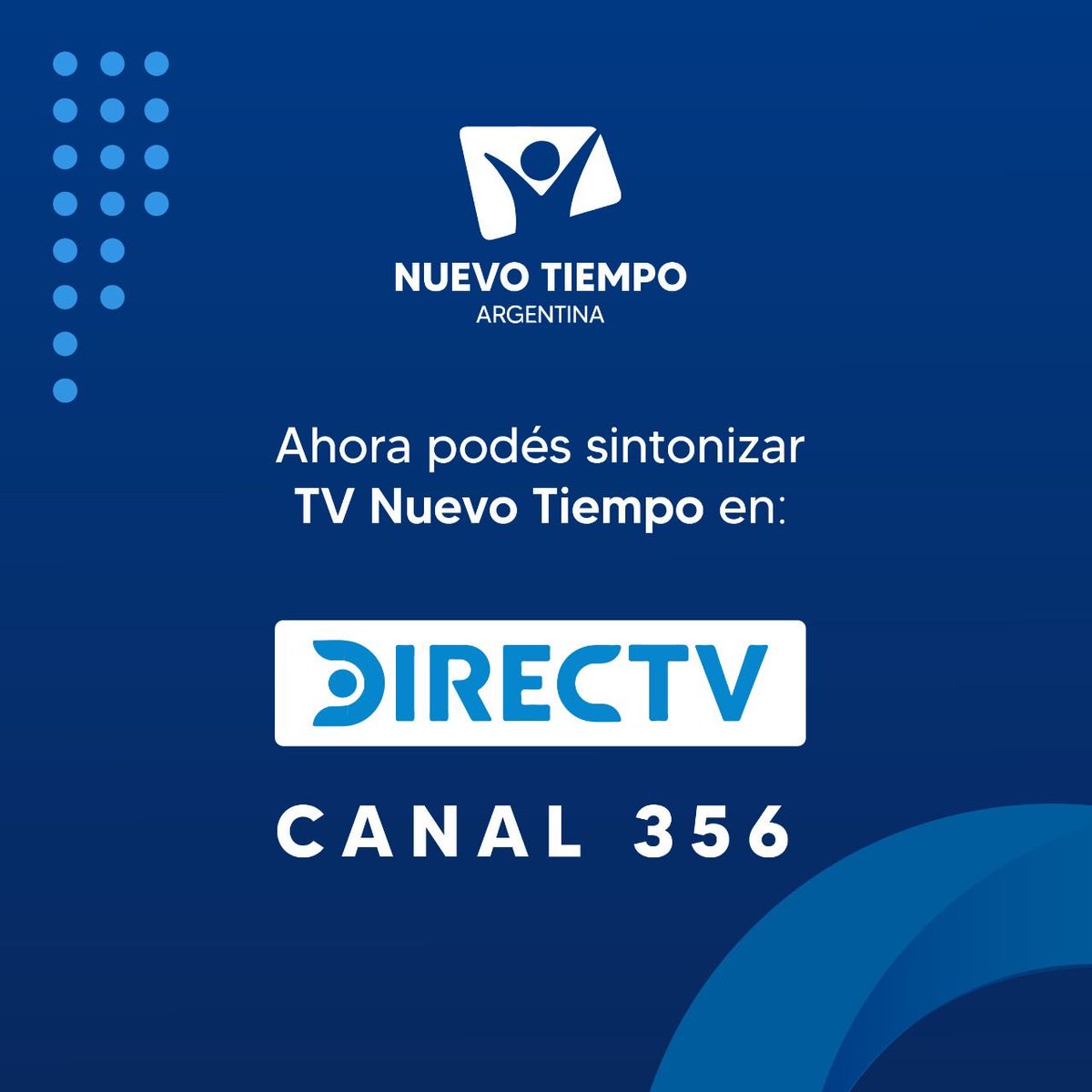 rafaelrossi7's tweet photo. Compara la buena noticia que @nuevotiempored ahora está en DirecTV en Argentina, Peru, Uruguay, Chile, Ecuador… 

“La marcha del pueblo de Dios debe ser hacia arriba y hacia adelante a la victoria..” SC 139.3 https://t.co/0sUxJe9X9P