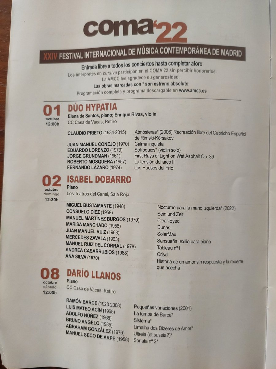 FPVMus's tweet photo. Hoy, en el concierto de @isaperezdobarro, dentro de las propuestas del #COMA22, se han escuchado, entre otras, obras de
#ConsueloDíez
#MarisaManchado
@MercedesZavalaG
#AndreaCasarrubios y
@AnaVazquezSilva
#AprendeIgualdad #CompositorAs #VisibilidadParaLaIgualdad
#EducaIguales 👏 https://t.co/u31H2Jf1I7