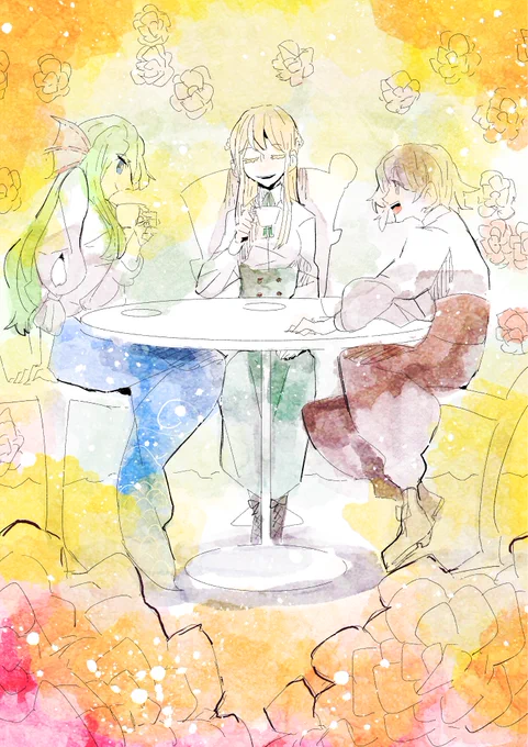 みづち【 】さんのキャラクターさんと、そのご友人の方々を描かせていただきましたー! 