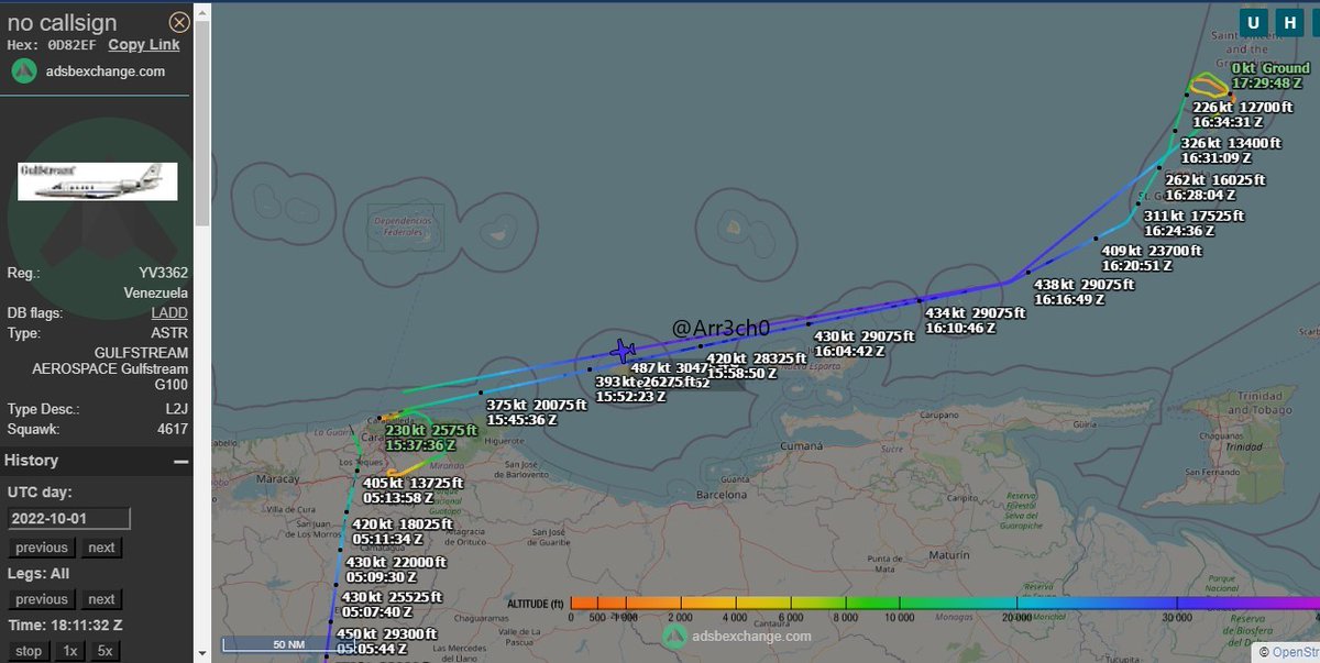 Arr3ch0's tweet photo. Otra aeronave Venezolana que estaba ayer en Canouan, San Vicente y Granadinas, mientras se intercambiaban narcotraficantes por presos políticos era #YV3362. Volvió apresuradamente de Córdoba, #Argentina con escala en Bolivia y Maiquetía. https://t.co/sMYoUz9irl
