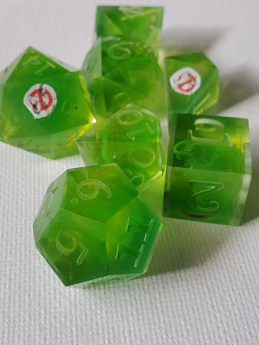 CritCandyDice's tweet photo. A friend had a specific idea for some Ghostbusters dice for an upcoming spooky campaign. They've been very fun to put together! 
Wip - unpainted. https://t.co/ektyM4pGhV