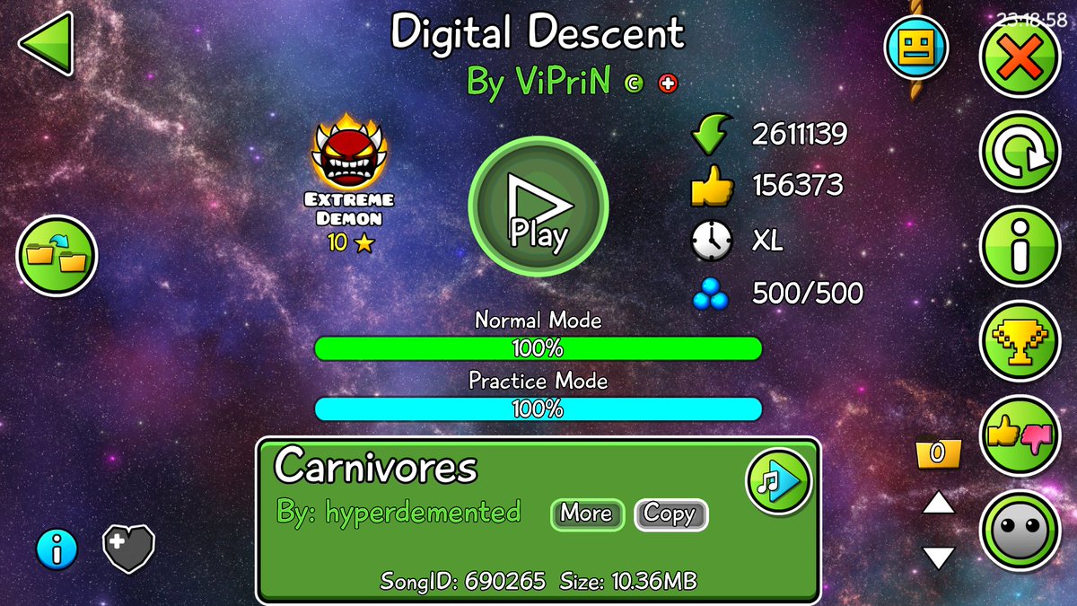 DIGITAL DESCENT 100%! 7608 ATTEMPTS. FLUKED FROM 79% THANK GOD I DIDN'T DIE PAST VLACC. NEW HARDEST!!!