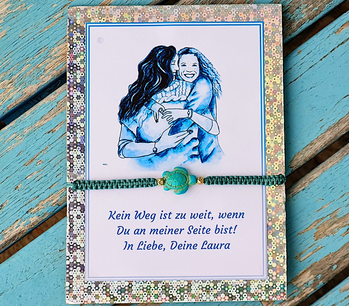 Catchinsky's tweet photo. personalisiertes Armband für die Freundschaft mit Grußkarte für individuelle Grußbotschaften, Glücksarmband, für die beste Freundin mit Schildkröte, Makrameearmband, Schmuck türkis, Halbedelstein https://t.co/XwNEACHq1e #geburtstag #weihnachten #personalisiert https://t.co/03JPavSrid