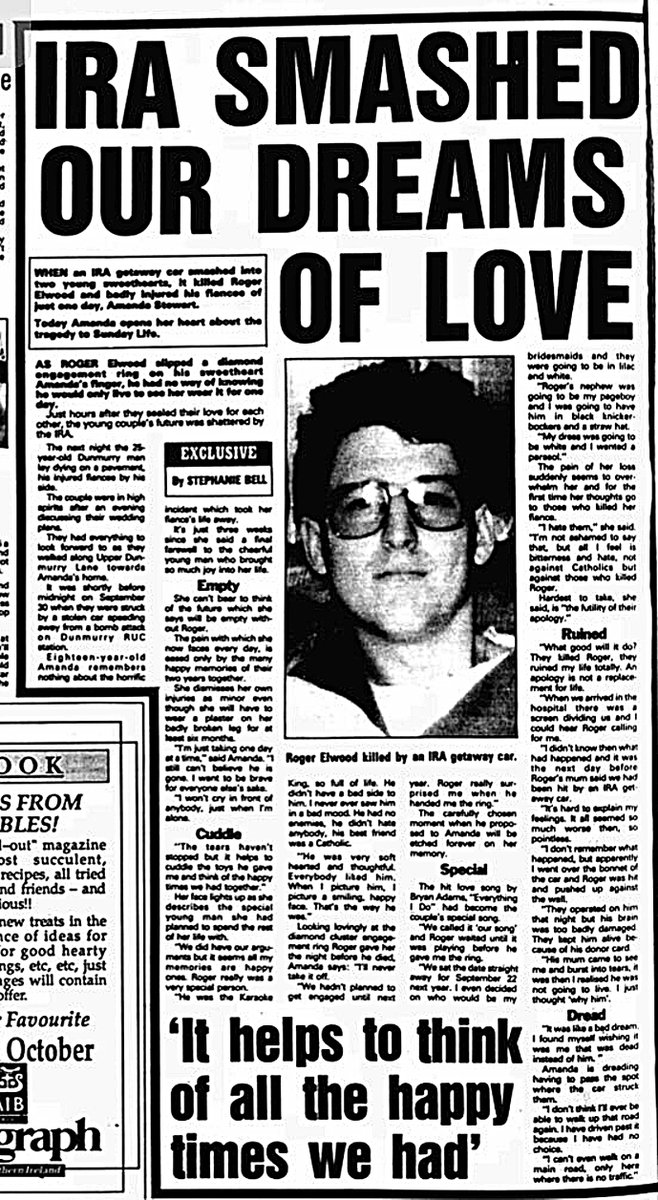 Hannyhas's tweet photo. @OnThisDayPIRA @TheSundayLife "hardest to take.. is the futility of their apology.
"I went over the bonnet of the car & Rodger was pushed up against the wall..
"his brain was too badly damaged. They kept him alive because of his #donorcard
"Dress was to be white & I wanted a parasol
https://t.co/so12rdSTuy https://t.co/pywiJd3taZ