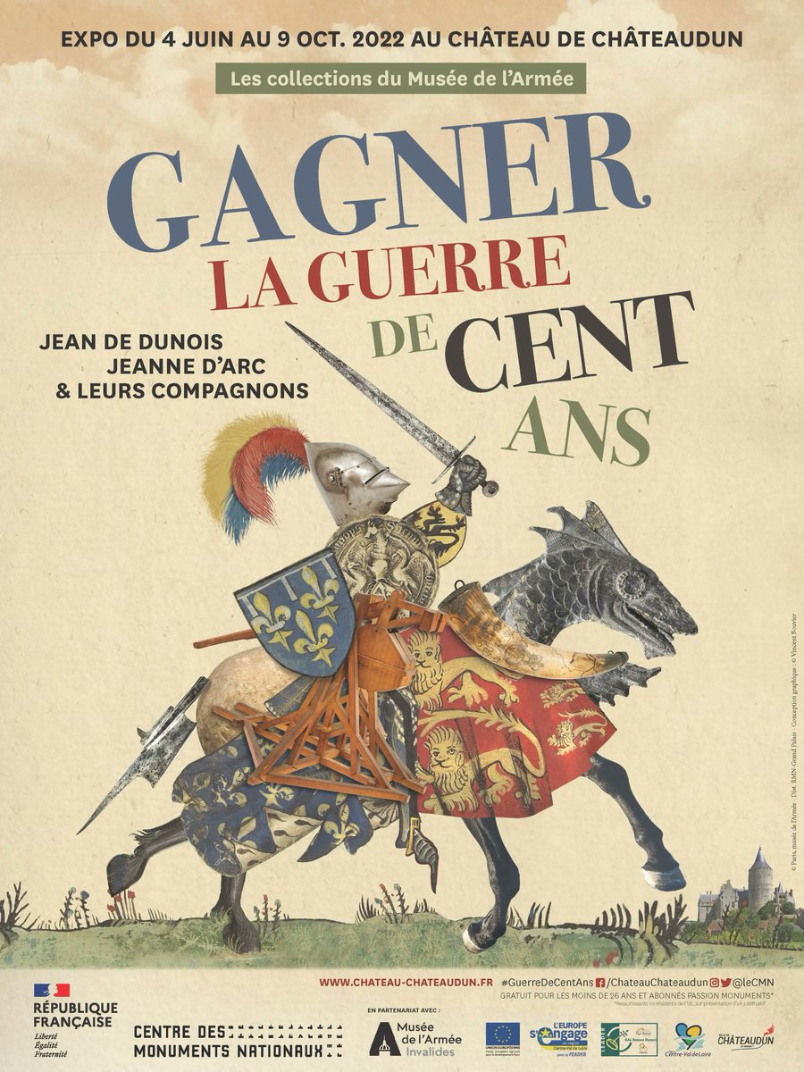 leCMN's tweet photo. Comment a débuté la guerre de Cent Ans ? Pourquoi a-t-elle duré aussi longtemps ? Qui en sont les protagonistes ? ⚔️
Toutes les réponses vous attendent dans l'expo "Gagner la #GuerredeCentAns" au château de #Châteaudun, jusqu'au 9 octobre : https://t.co/gbaFzOcY22
@MuseeArmee https://t.co/5aOTLTF0nq