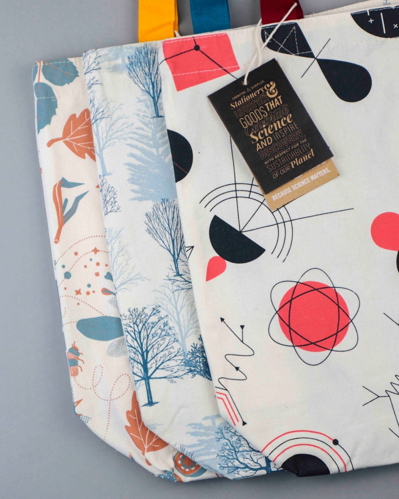 recessshop's tweet photo. Fresh totes from Cognitive Surplus! Their beautiful products are perfectly summarized right on the tag:
"Stationery and lifestyle goods that celebrate science and inspire discovery with respect for the sustainability of our planet. Because science matters."
#recessshopyyc https://t.co/KP52J5Xx7J