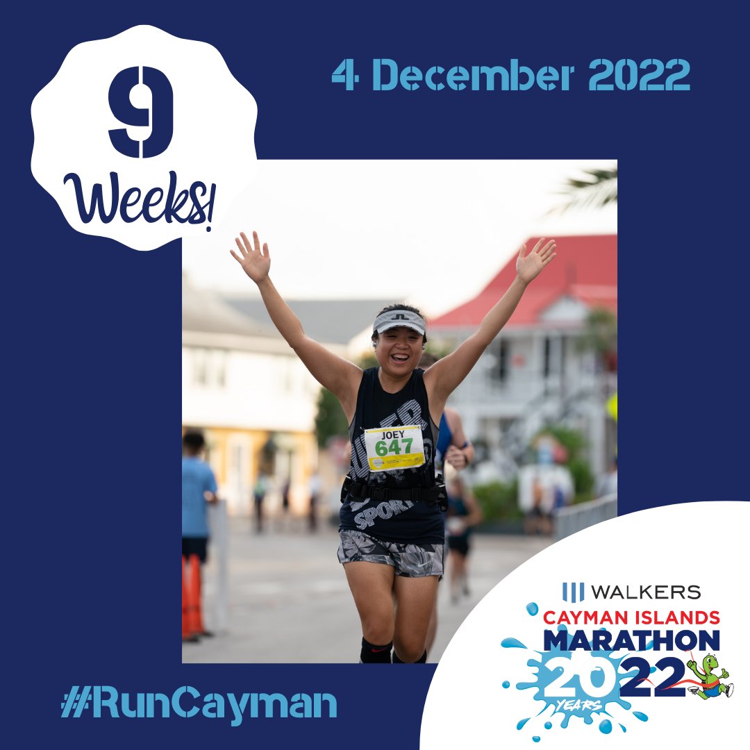 caymanmarathon's tweet photo. Oh My! We are into the single digits in our countdown, just 9 weeks until race day! There is still time for you to get that training in &amp; do the Half or 4-Person Relay, get busy!

#RunCayman #WalkersCaymanIslandsMarathon #CaymanIslandsMarathon #Marathon #HalfMarathon https://t.co/btRxwJFo4l