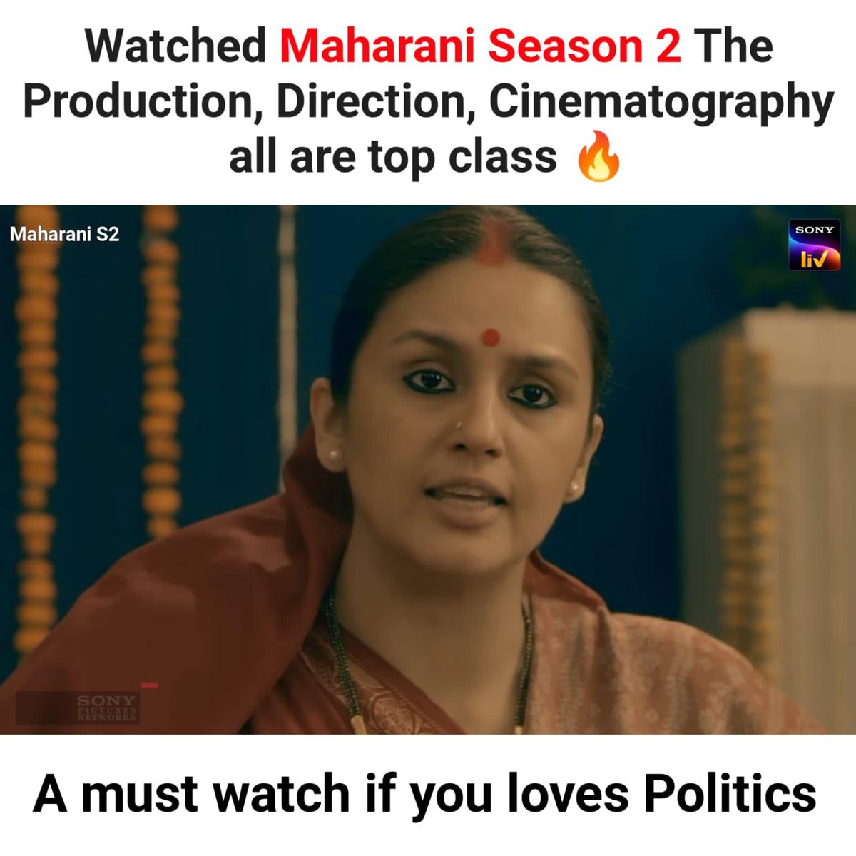 uttamde754's tweet photo. watch maharani season 2 the production direction cinematography all are top class.
#MaharaniKaRaaj https://t.co/loEdeJDCha