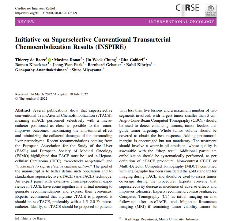 CVIR Journal (@cvir_journal) on Twitter photo #TheSundayRead!
Initiative on Superselective Conventional Transarterial #Chemoembolization Results (INSPIRE)
link.springer.com/article/10.100…
<a href="/ThierryDeBaere/">Thierry De Baere</a> #TheSundayRead!
Initiative on Superselective Conventional Transarterial #Chemoembolization Results (INSPIRE)
link.springer.com/article/10.100…
<a href="/ThierryDeBaere/">Thierry De Baere</a>