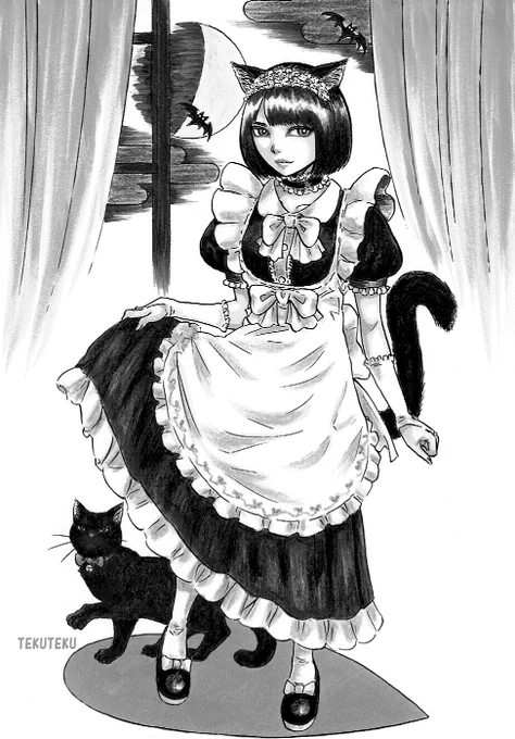 #モノクロにするとカッコ良く見える魔法がかかる これはかかってるかも～ #illustration #オリジナルイラスト ～ 