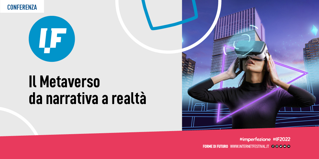 Internetfest's tweet photo. 🥽 IL #METAVERSO DA NARRATIVA A REALTÀ
🗓 domenica 9/10 | 11:00-13:00
📍 Le Benedettine
Conduce @agnese_pini, con @cikay72 e Barbara Guidi di @DI_Unipisa, Michele Cornetto e @edodipi di Tembo e @Gounemond (@AnotheRealityXR). 

https://t.co/pGm6GJxMSx

#IF2022 #Imperfezione https://t.co/dCosogNzRg