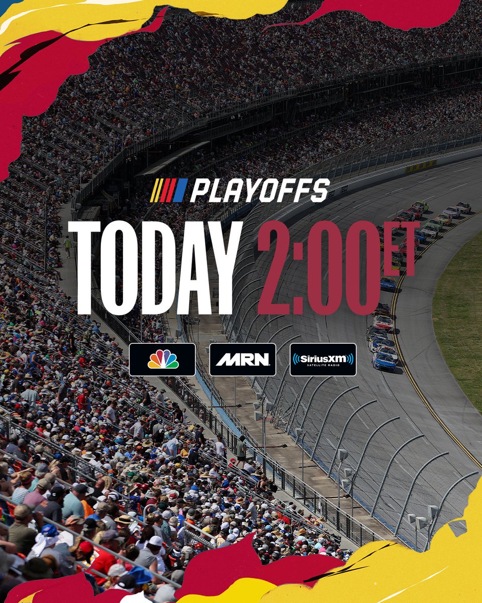 NASCAR's tweet photo. The #NASCARPlayoffs continue this afternoon with the @yellawood 500 on NBC. https://t.co/pXJ9147sKR
