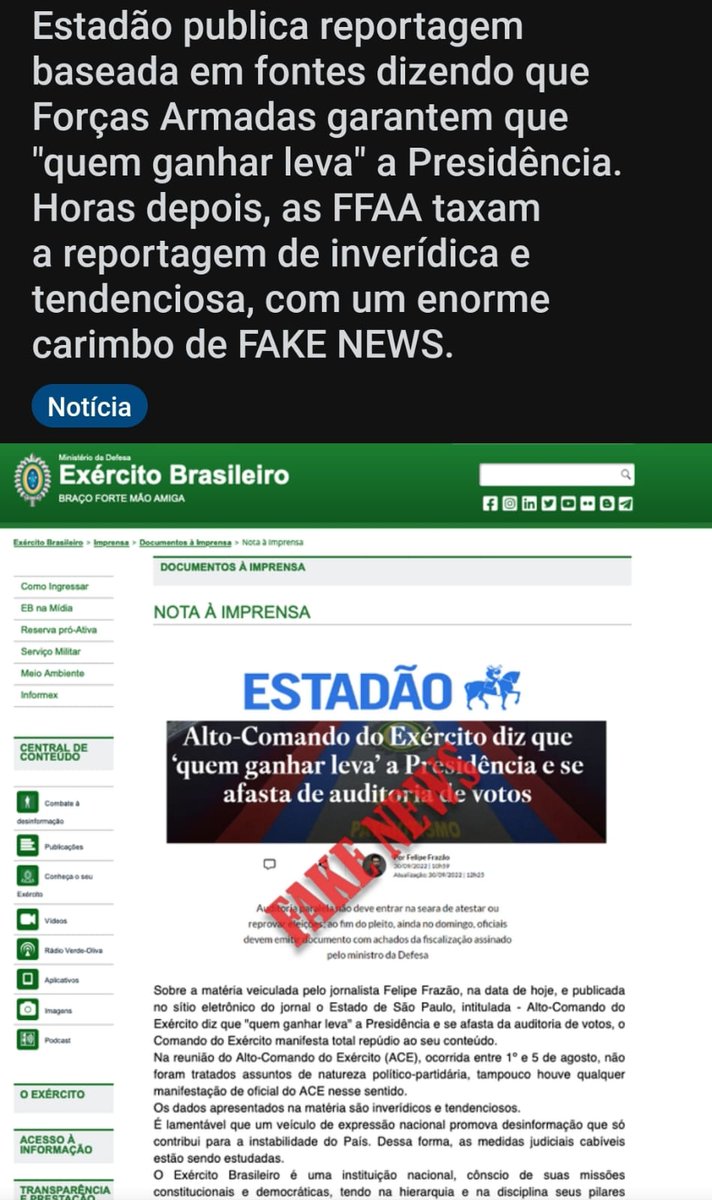 AlissonAvancini's tweet photo. @ArthurWeint Estadão e fake news ... Sempre juntos https://t.co/sPaYHvvJRy