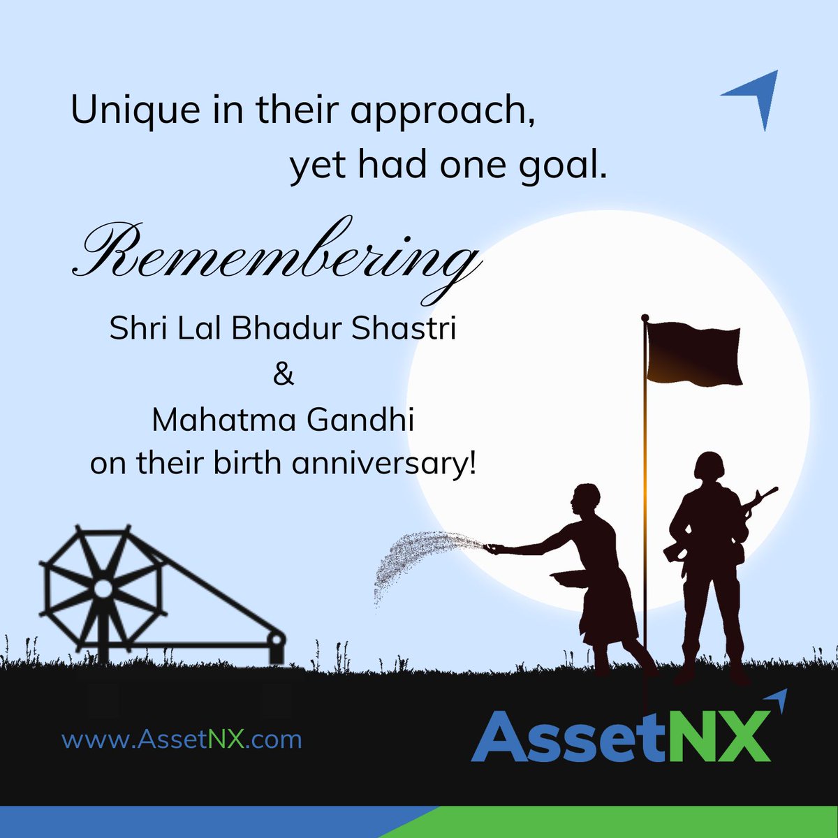 AssetNX's tweet image. From "The charkha is an outward symbol of truth and nonviolence." - MK Gandhi to "Jai Jawan and Jai Kisan" - Shastriji we are proud of their leadership and contribution to India.

#assetnx #GandhiJayanti #ShastriJayanti