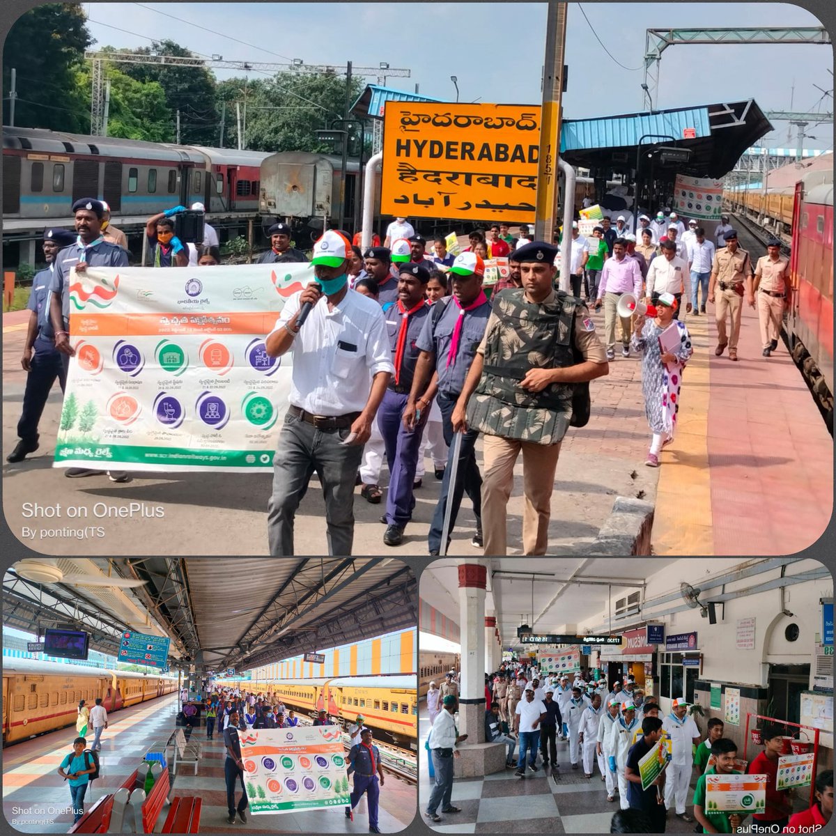 drmsecunderabad's tweet photo. #Seva Diwas @MAHATMA GANDHI Ji @Hyderabad  Station  
#Rally with slogans not to use 
single #cleanliness awareness #ADRMs along with all officers and staff , Scouts and Guides  @PMOIndia @specialCampaign2 @DrJitendraSingh @DARPG_GoI https://t.co/GGpUX0lVvP