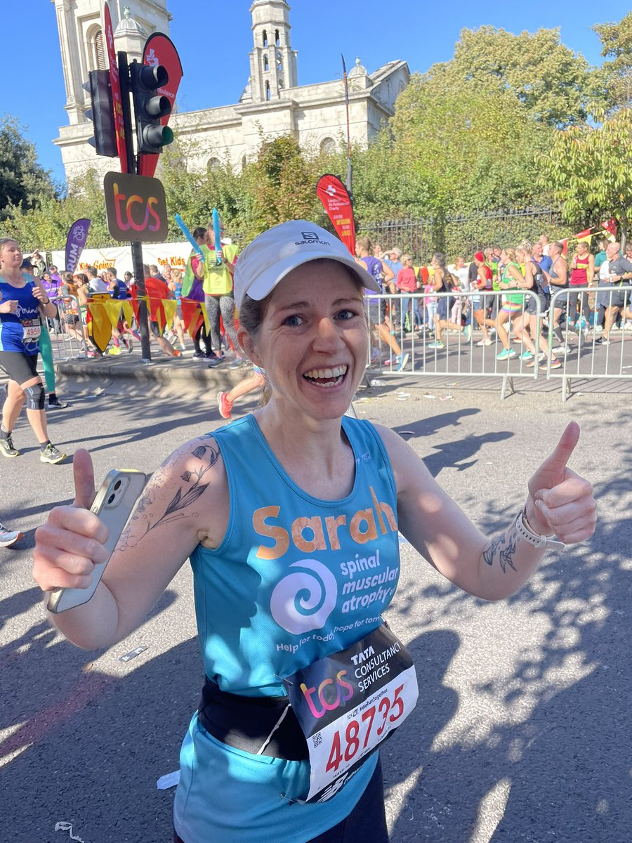 CharityChief's tweet photo. Thank you Sarah running for @SMA_UK_ Still smiling at mile 13👍 https://t.co/tJi0Gtpqi9