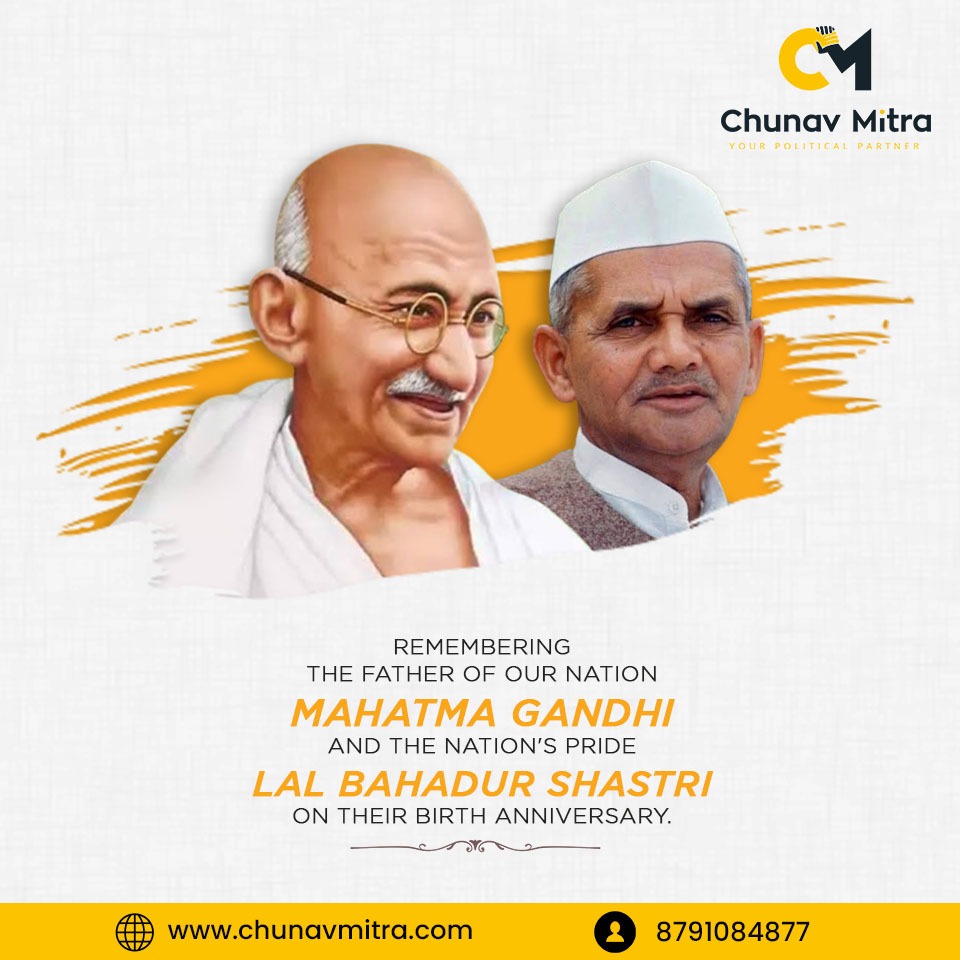 ChunavMitra's tweet photo. Remembering The Father of our nation #MahatmaGandhi and the nation's pride #LalBahadurShastri on their Birth Anniversary.

#GandhiJayanti https://t.co/rXzvsaczBC