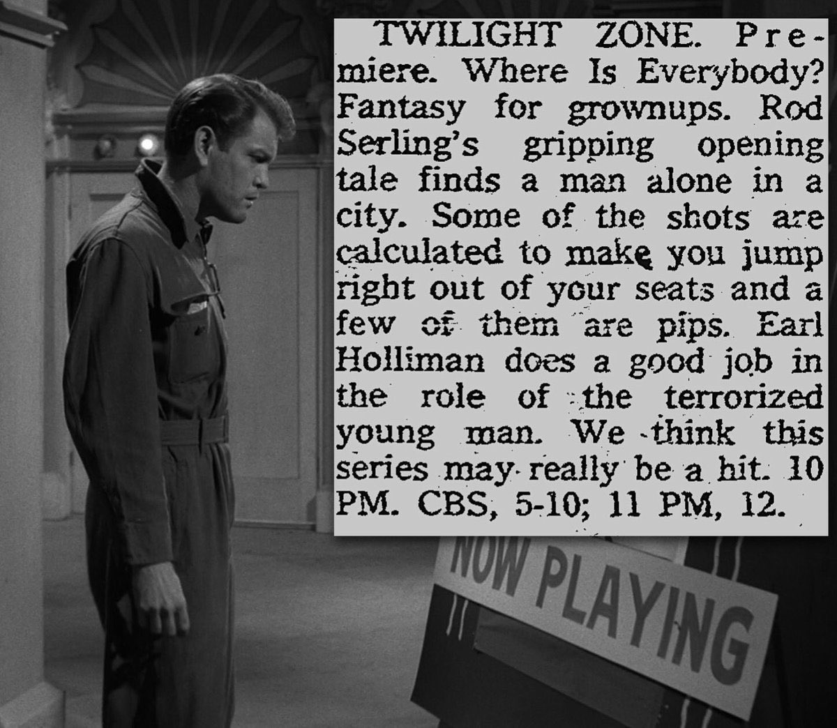 TheNightGallery's tweet photo. Happy #NationalTwilightZoneDay! 

63 years ago today, the series debuted on @CBS with "Where is Everybody?"

Love the last line of this TV guide write-up from the October 2, 1959 premiere: "We think this series may really be a hit." Could be! 😉 https://t.co/OsJnUQ3wVk